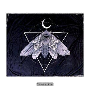 Black Moon‎ Moth Tapestry Hanging Wall Decor